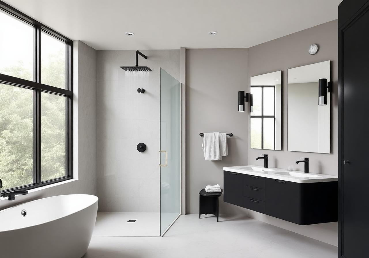 Modernes Badezimmer mit ebenerdiger Dusche